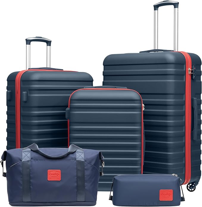 Coolife Suitcase Set 5 Piece Luggage Set Carry On Hardside Luggage by COOLIFE