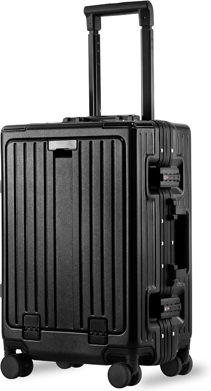 Carry On Luggage 20 Inch, Aluminum Frame Zipperless Luggage, ABS+PC Hard Shell by VentureVault