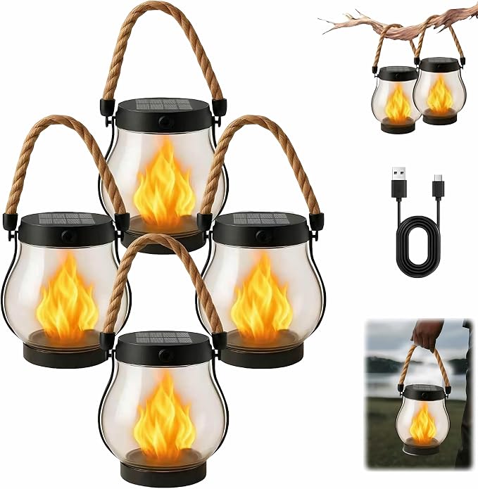 Kaliqo Solar Lantern Outdoor Lights Solar Lantern Waterproof Flickering Flame by Unknown