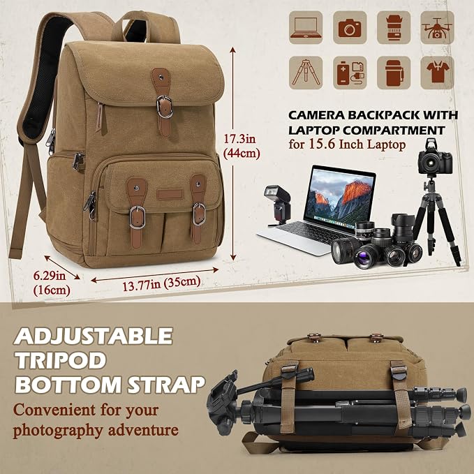 RAINSMORE Camera Bag Backpack for DSLR/SLR Mirrorless 15.6 Inch Laptop Camera - Image 5