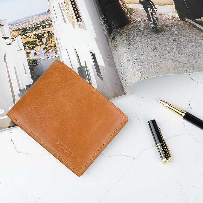 VISOUL Leather Mens Bifold RFID Blocking Wallet - Image 7