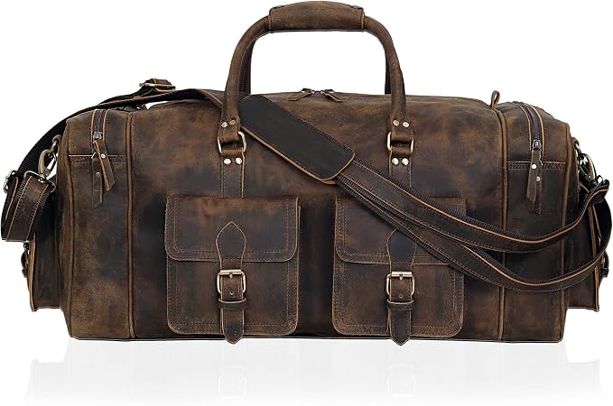 Large duffel bags for men holdall leather travel bag overnight gym sports - Image 2