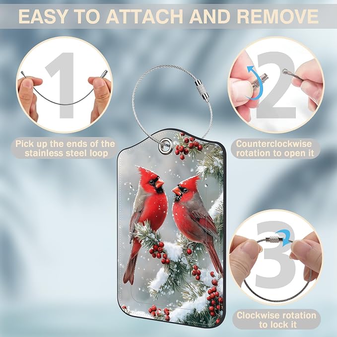 Red Cardinals on Snowy Branches Set of 2 Luggage Tags - Image 4