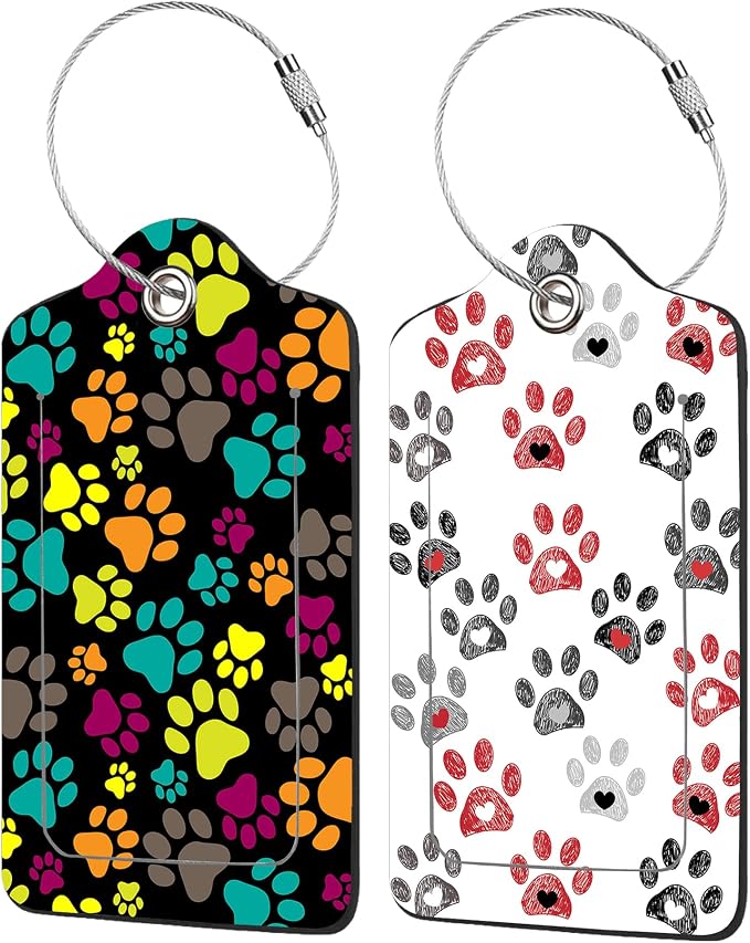 2 Pack Paw Pattern Luggage Tags by EOBKLAX