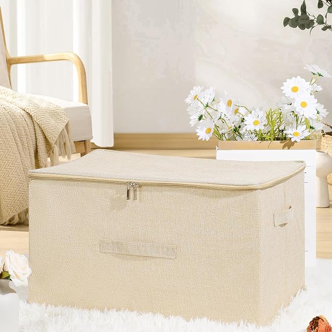ANMINY Storage Bins with Zipper Lids 36 Qt Lidded Fabric Storage Boxes Baskets - Image 6
