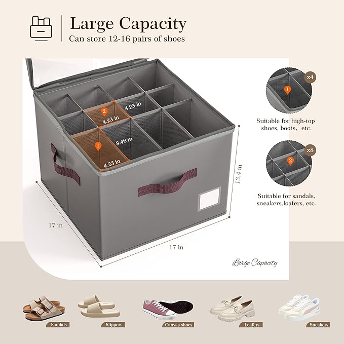 Criusia Shoe Organizer for Closet, 4 Pack Shoe Organizer - Image 3
