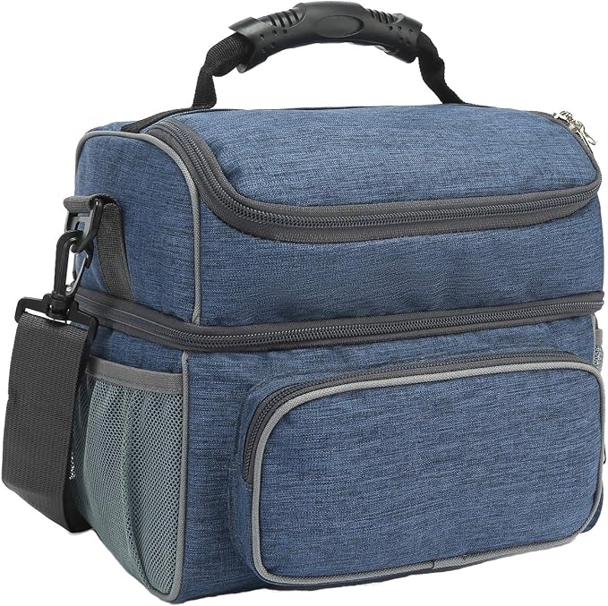FlowFly Double Layer Cooler Insulated Lunch Bag Adult Lunch Box Large Tote Bag by FlowFly