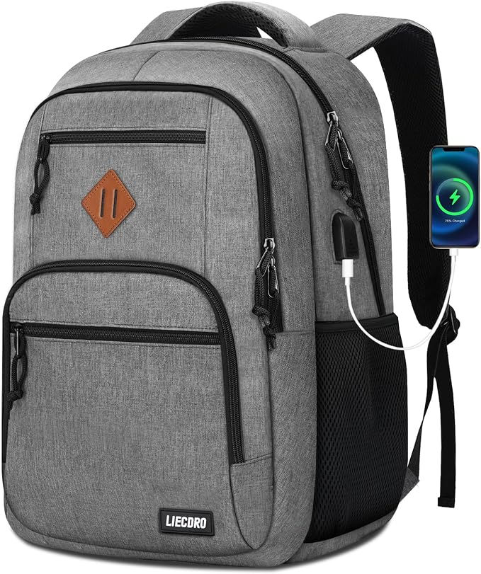 Grey Backpacks for Men, Backpack for School, School Backpack for Boys Teens by Unknown