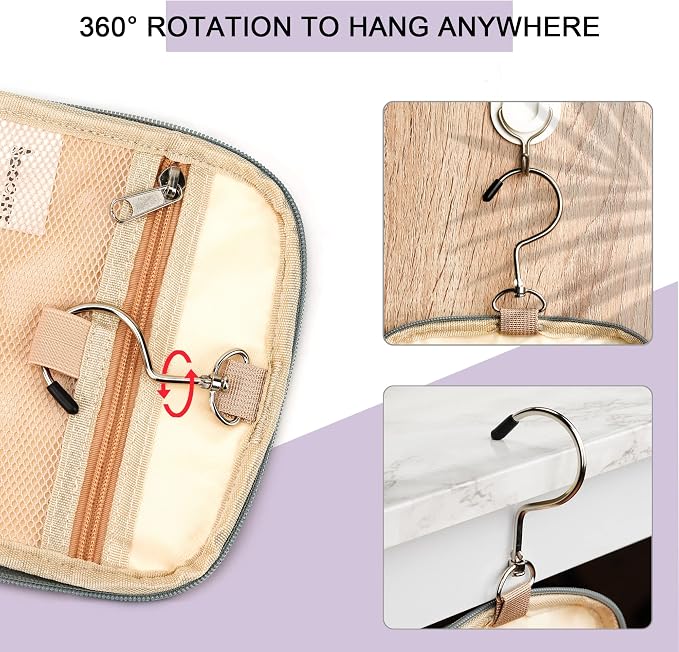 Hanging Travel Toiletry Bag for Women and Men, 6 Organizer Compartments - Image 4