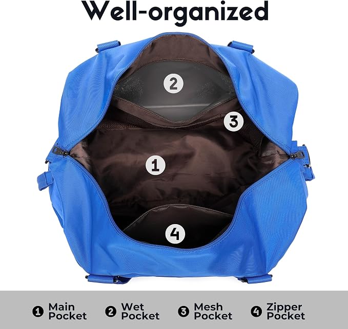 SUNNY BIRD Duffel with Utility Pouch, 40L Weekender Overnight Bag with Shoe - Image 7
