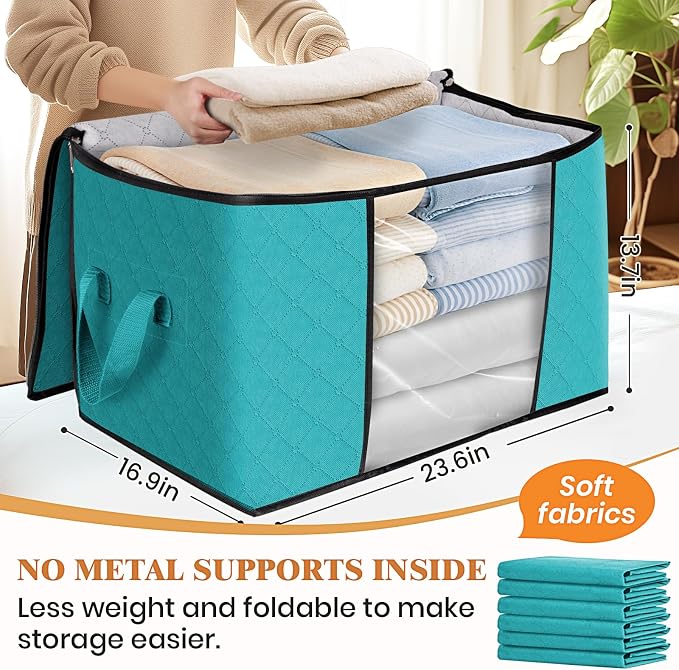 Fab totes 24 Gallons Clothes Storage, Foldable Thick Fabric Blanket Storage Bags - Image 2