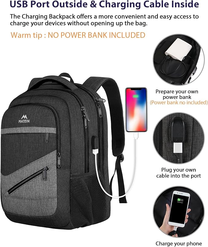 MATEIN 17 Inch Backpack for Men, Professional Work Office Laptop Backpack - Image 4