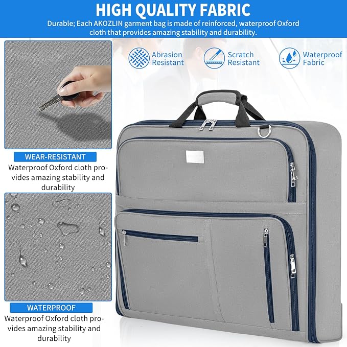 AKOZLIN Travel Luggage Garment Bag Foldable Hanging Suit Bag - Image 6