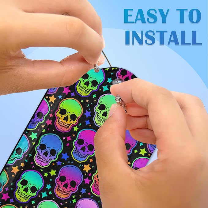 Neon Bright Human Skulls 2 PCS Luggage Tags, Privacy Cover ID Label - Image 3
