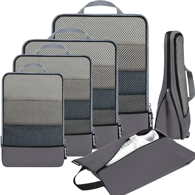 BAGAIL 4 Set/6 Set/8 Set Compression Packing Cubes Travel Accessories by BAGAIL