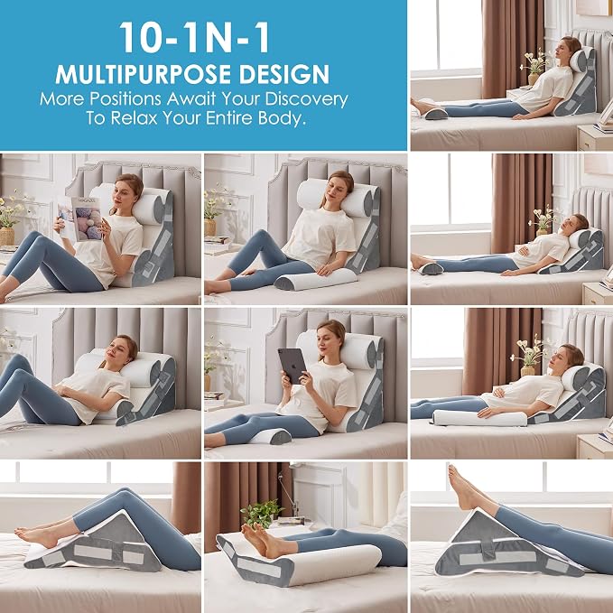4PCS Bed Wedge Pillow for Headboard, Adjustable Wedge Pillow for Sleep Apnea - Image 3