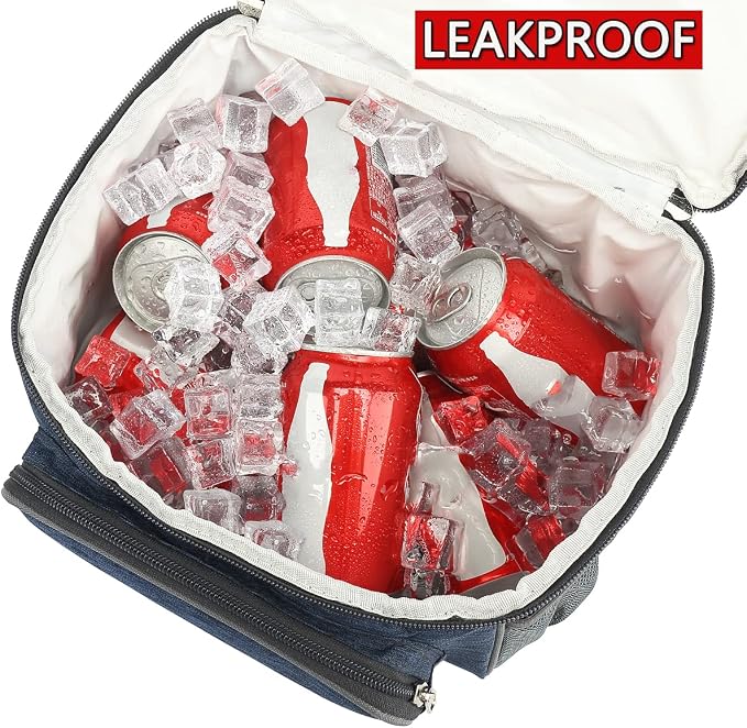 FlowFly Double Layer Cooler Insulated Lunch Bag Adult Lunch Box Large Tote Bag - Image 3