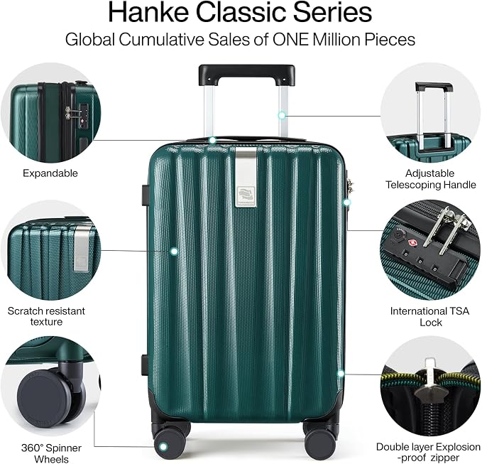 Hanke Expandable Hardshell Luggage Sets 3 piece Carry on Luggage - Image 5