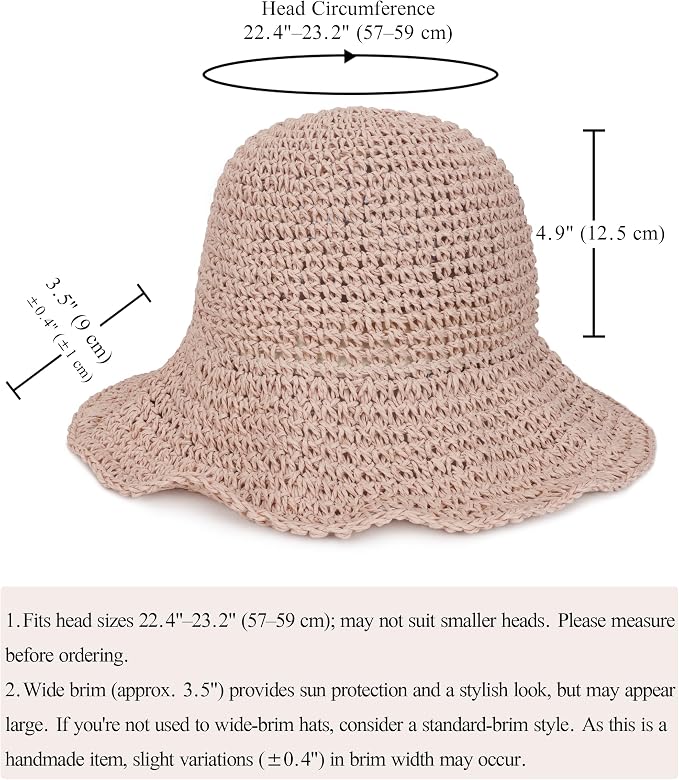 Womens Wide Brim Straw Sun Hat Foldable Floppy Crochet Beach Hat - Image 7