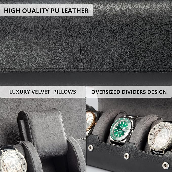 Watch Travel Case for Men: 3 Slot Watch Box Organizer Display Case - Image 4