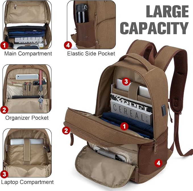Tzowla Canvas Laptop College Backpack - Image 2