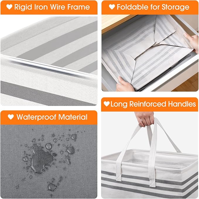 2 Pack Large Home Laundry Basket, Laundry Hamper, Freestanding Waterproof Dirty - Image 3