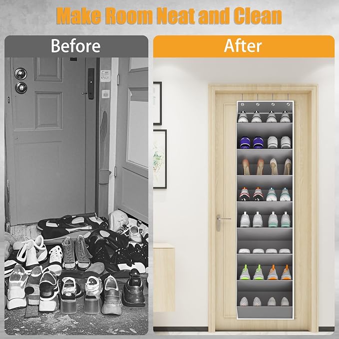 Over The Door Shoe Organizer Storage Fit 16-24 Pairs Hanging Shoe Rack Organiser - Image 4
