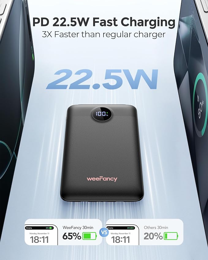 Mini Portable Charger with Built-in Cables 22.5W Fast Charging Power Bank USB-C - Image 4