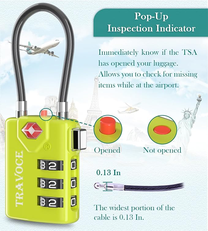 Search Alert TSA Approved Travel Combination Luggage Cable Locks - Image 4