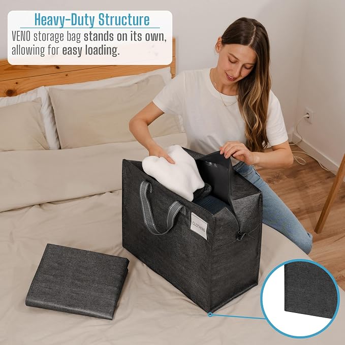 VENO 4 Pack Heavy Duty Moving Bags, Storage Bags, Packing Supplies, Top Zipper - Image 2