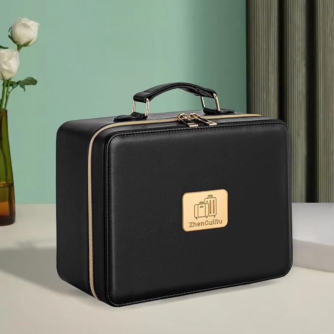 Makeup Bag with LED Mirror & Magnifier, Large Cosmetic Organizer Travel Makeup - Image 7