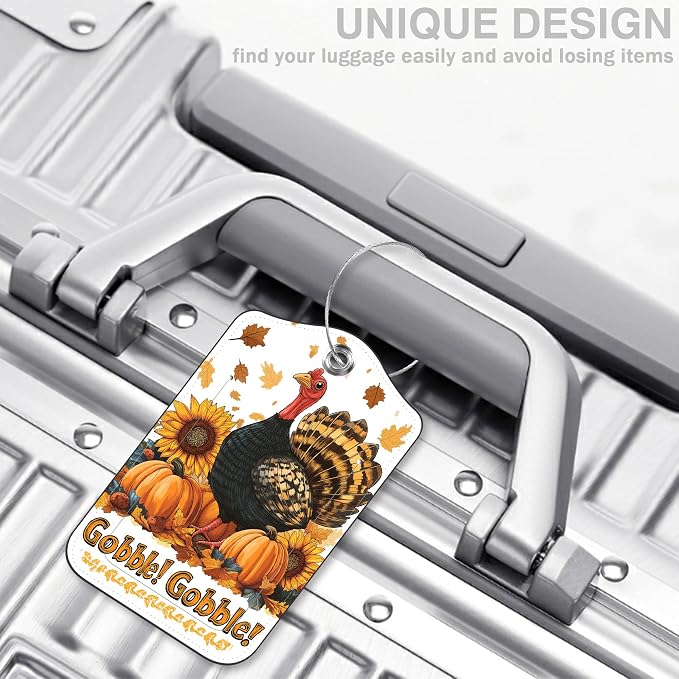 2 Pack Autumn Turkey and Pumpkin Luggage Tags - Image 5