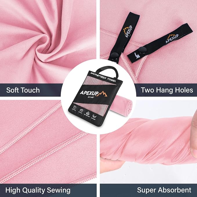 APEXUP Microfiber Travel Towel, Ultra Absorbent Quick Dry Towels, Lightweight - Image 2