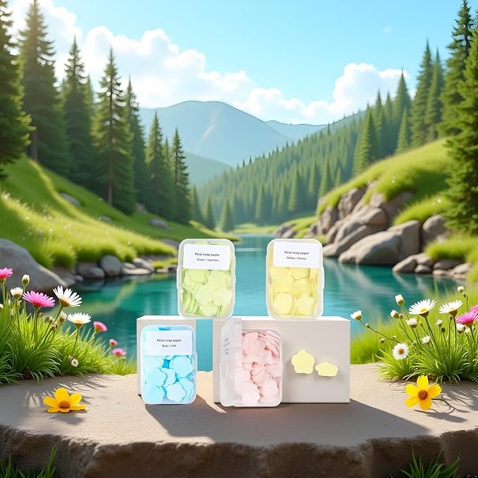 4 Boxes Paper Soap, 4 Random Different Scented Mini Portable Disposable Petal - Image 3