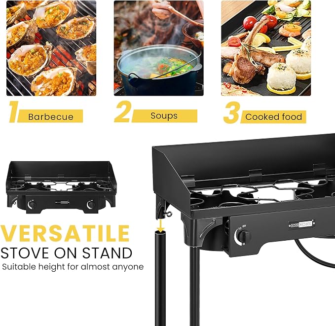 VIVOHOME 150, 000 BTU Double Burner Propane Stove, Heavy-Duty Outdoor Portable - Image 6