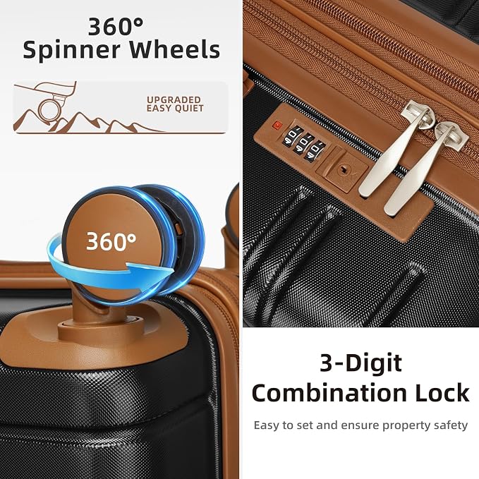 LARVENDER Luggage Sets 5 Piece Hardside Expandable Suitcase - Image 4