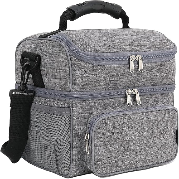 FlowFly Double Layer Cooler Insulated Lunch Bag Adult Lunch Box Large Tote Bag by FlowFly