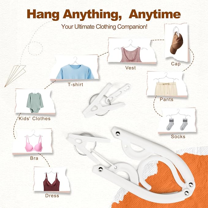 HOUSE DAY Foldable Travel Hangers 20 Pack w/10 Clips, Cruise Essentials 2025 - Image 6