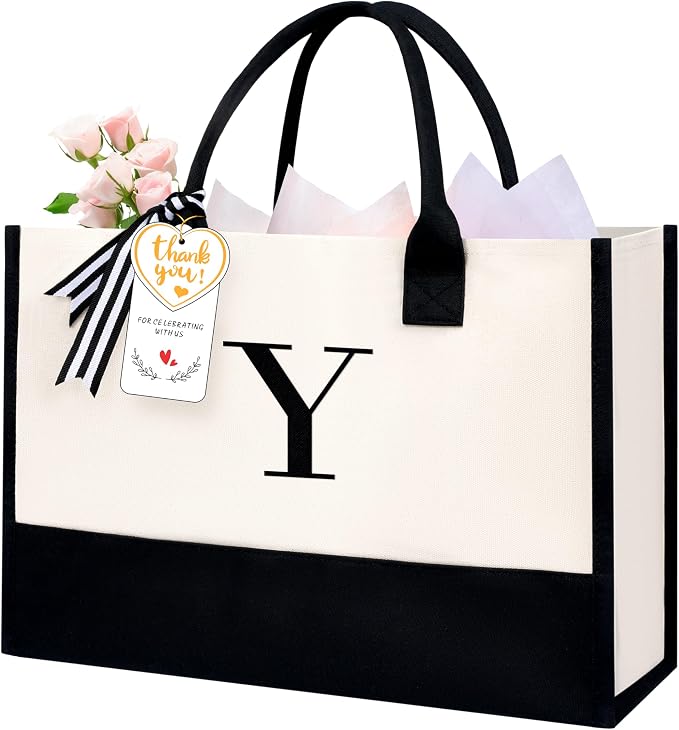BAGAIL Initial Tote Bag, Personalized Birthday Gifts by BAGAIL
