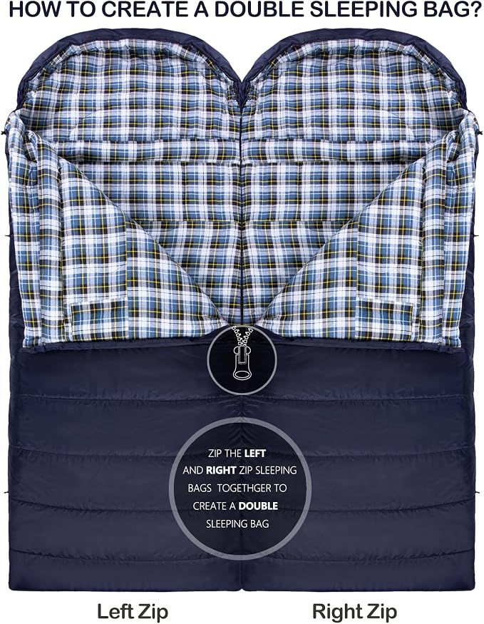 0 Degree Sleeping Bag 100% Cotton Flannel XXL - Image 5