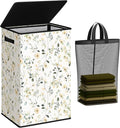 SOLEDI Laundry Hamper with Lid, 90L Tall & Large Floral Laundry Basket by SOLEDI