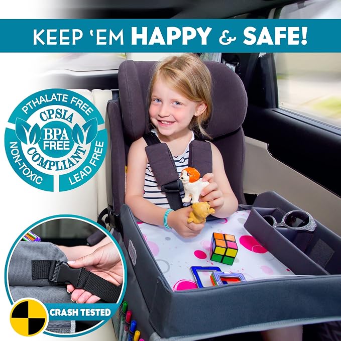 Kenley Kids Travel Tray, Toddler Car Seat Lap Tray, Road Trip Essentials - Image 3