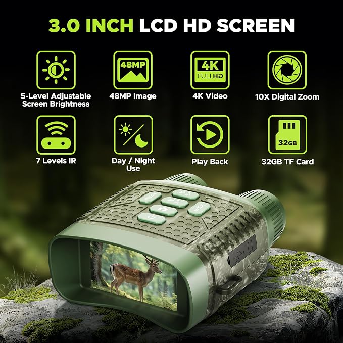 Night Vision Goggles, 4K Night Vision Binoculars, 5000mAh Battery and 32GB TF - Image 2