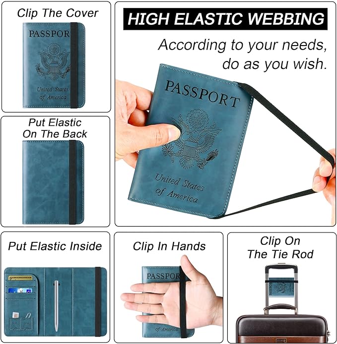 Passport Holder Cover Wallet Travel Essentials Leather Rfid Blocking Case - Image 3