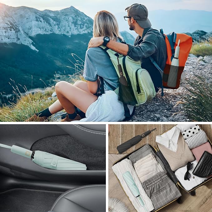 2-Pack Windproof, Waterproof, UV-Blocking Portable Travel Umbrella, Compact Sun - Image 7