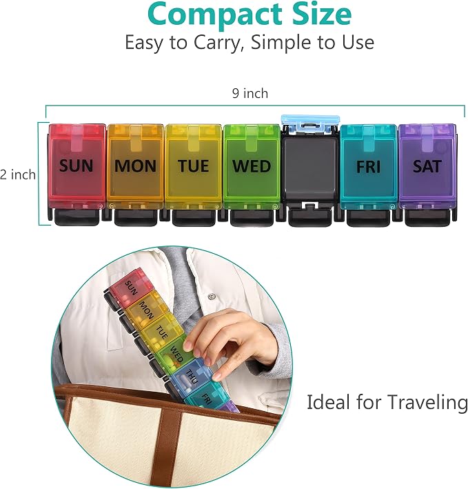 Fullicon Weekly Pill Box Organizer, 7 Day Tablet Boxes - Image 4