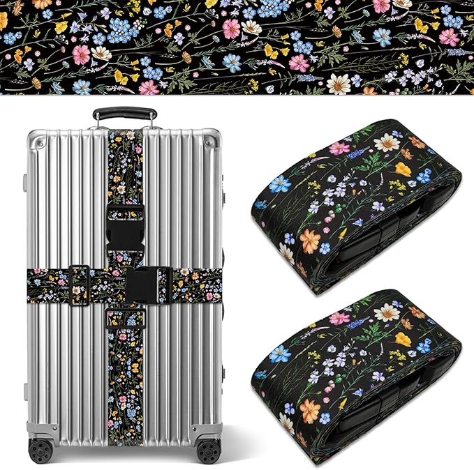 2 Pack Wildflower Luggage Straps by Unknown