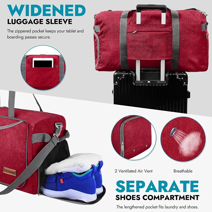 Canway 65L Travel Duffel Bag, Foldable Weekender Bag - Image 7