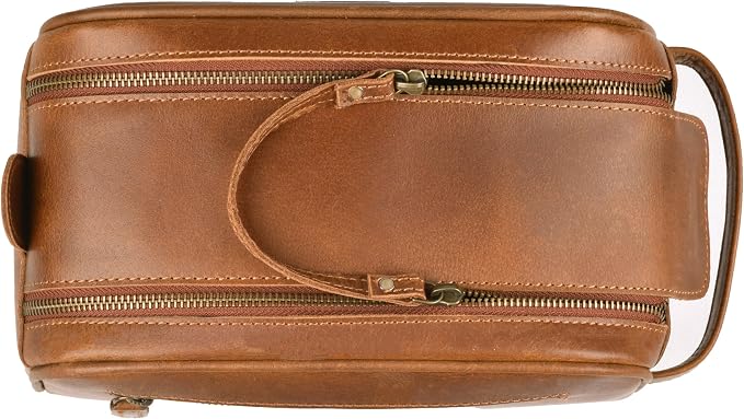 LEATHER VILLAGE Premium Leather Toiletry Travel Pouch - Image 8