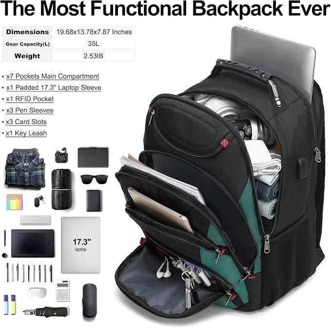 Boavan Laptop Backpack for men, 17.3 inch Laptop Bag - Image 5